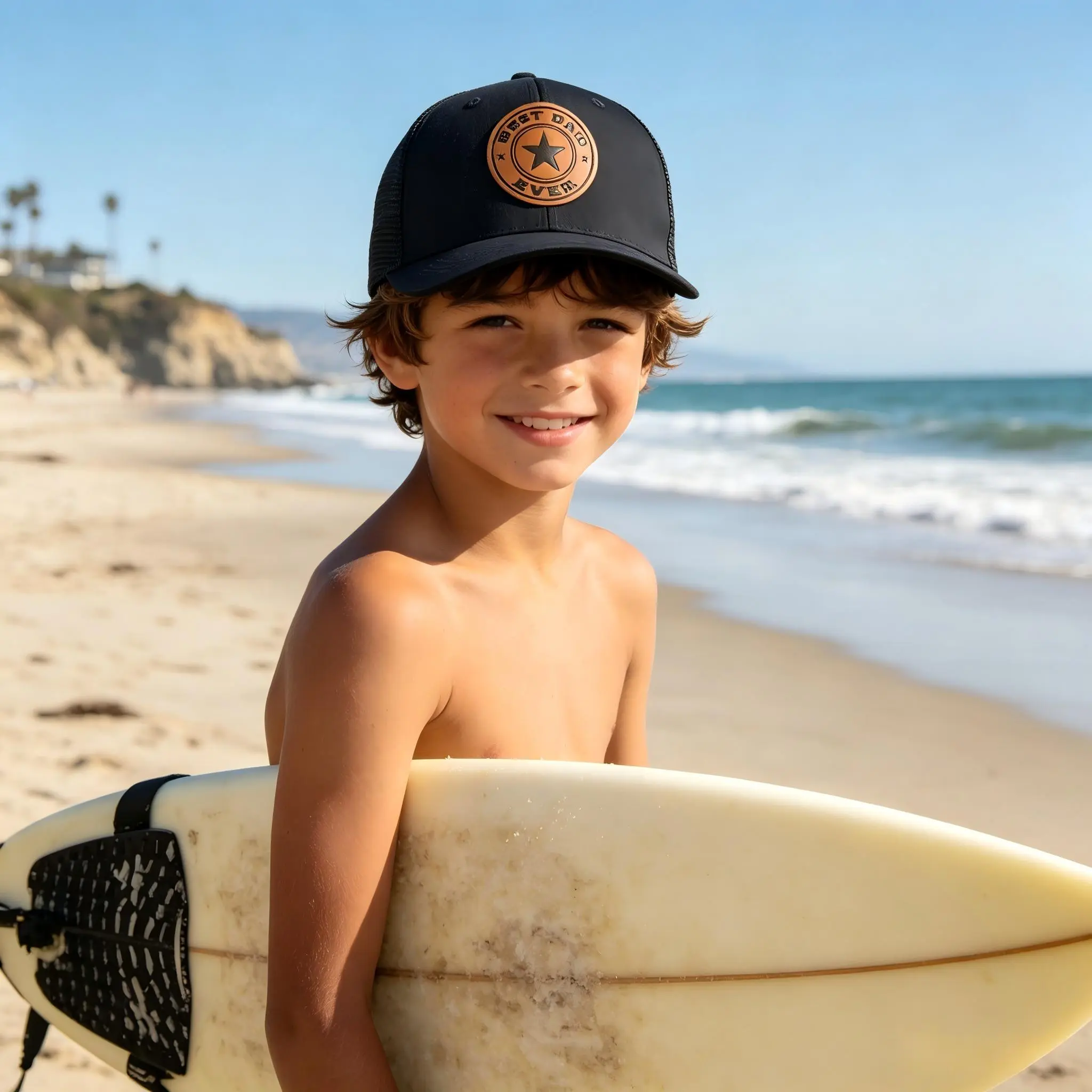 Retro Star Logo Black Trucker Hat, Casual Mesh Back Snapback Cap for Motorcycle & Streetwear summer outdoor sport