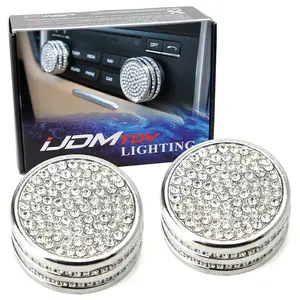 iJDMTOY 2pc Crystal Bling Chrome Plated AC Climate Control & Radio Volume Knob Cover Rings For Porsche 2014-up Macan, 11-18 Cayenne, 10-16 Panamera, 12-19 911, 11-18 Cayman Boxster