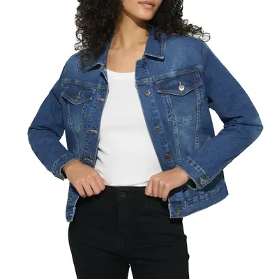 Denim Jacket Time And Tru Women's Fleece Shirt Jacket Fashion