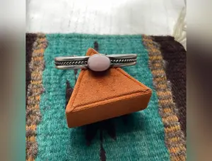 Navajo Oval Pink Conch & Sterling Silver Cuff Bracelet