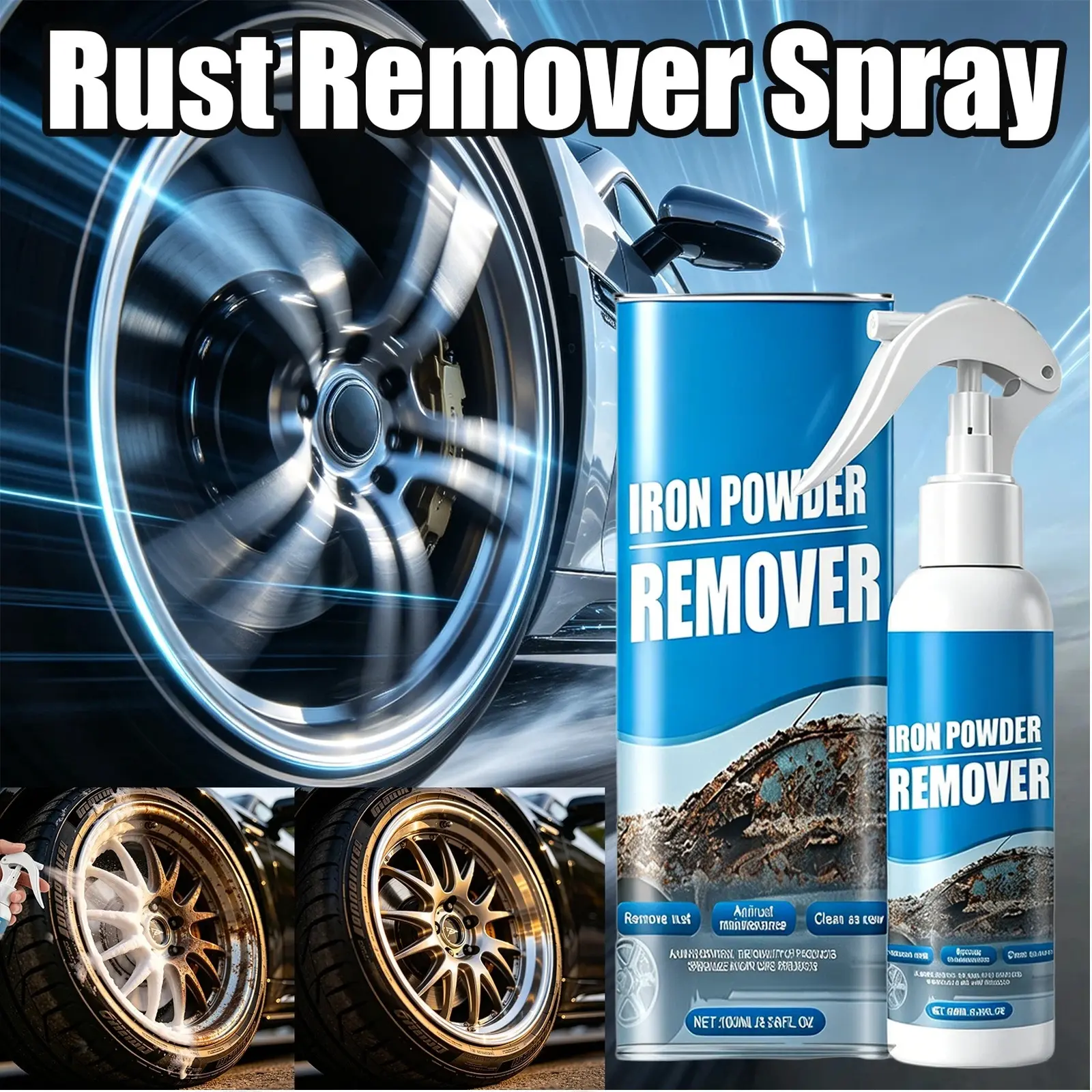 Automotive Rust Remover Spray 100ML – Fast-Acting Iron & Rust Cleaner ...