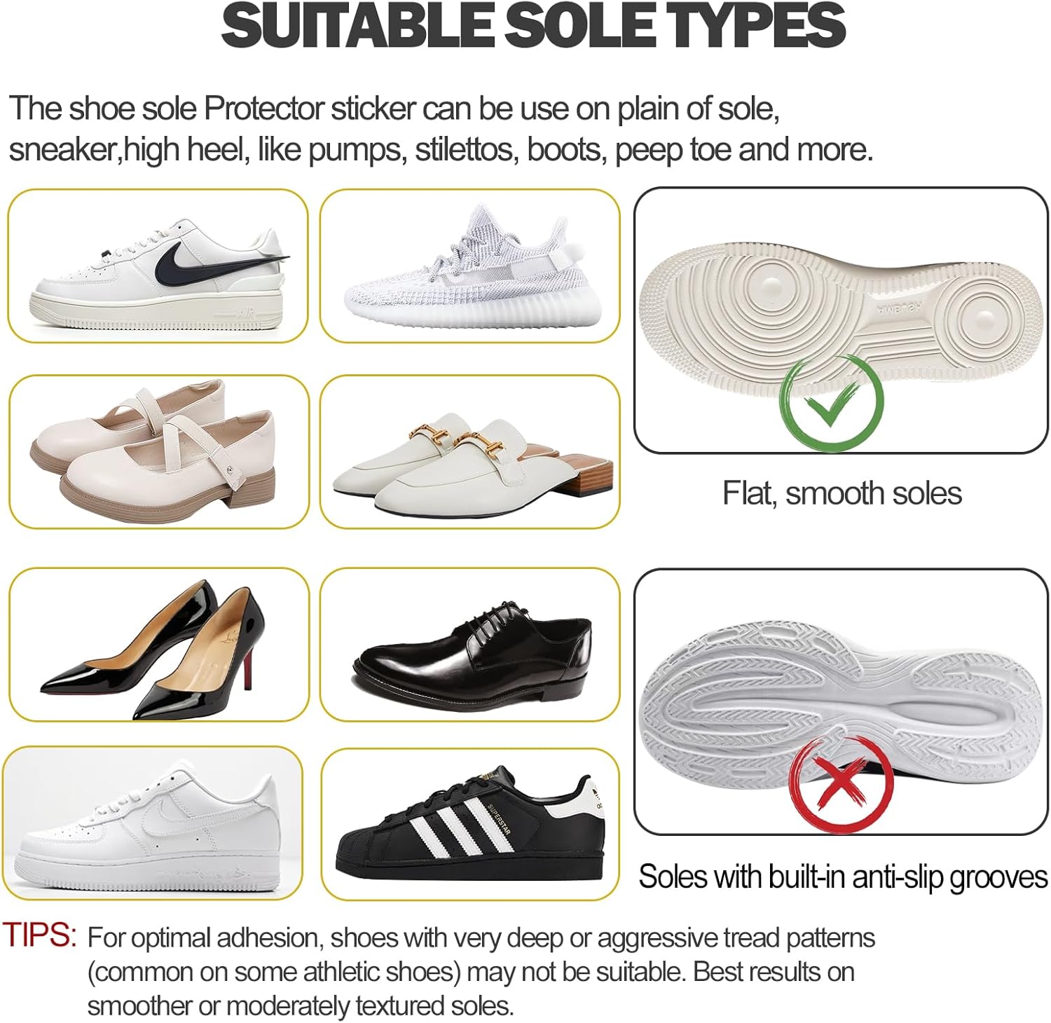 2 Pack Sole Protector for Sneakers | Transparent Anti-Slip Shoe Sole Guards | Durable Shoe Bottom Cover for Sneakers & Heels | Waterproof Shoe Saver