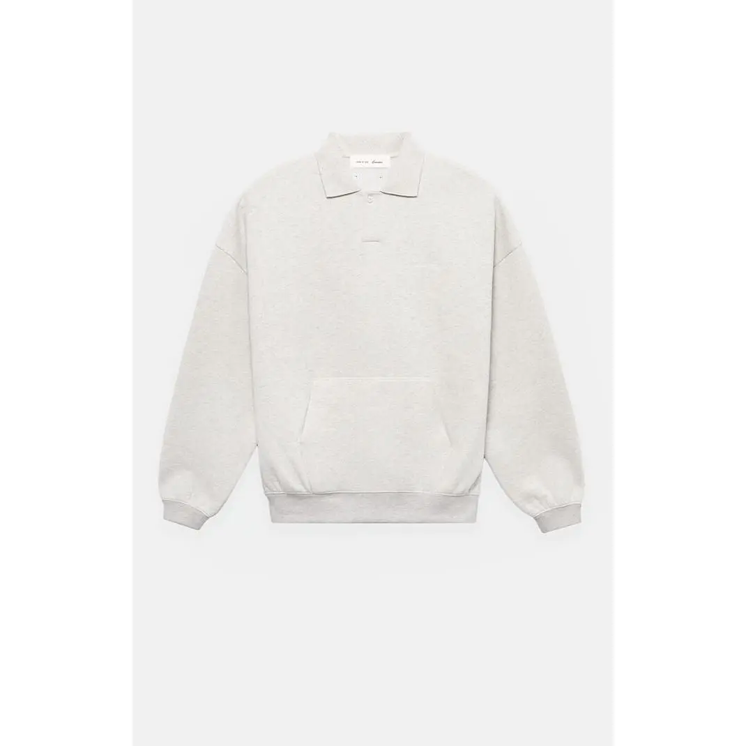Fear of God ESSENTIALS Men's Oatmeal Heather Signature '90s Polo Sweatshirt