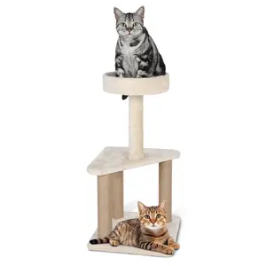 Cat Tree with Sisal Covered Scratching Post, 31.8 Inches Cat Tower with Plush Perchesfor Indoor Cats,15.7 x 31.8 Inches, Cute Cat Tree