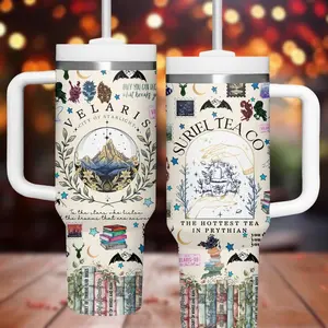 Velaris City of Starlight & Suriel Tea Co 40oz Tumbler - ACOTAR Night Court Merch, Perfect Booktok Gift for Feyre & Rhysand Fans, Gift for Women, Men & Friend on Birthday Party