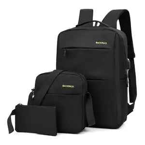 Both shoulders - Durable, Lightweight Bookbag ,Three-piece set- Front Utility Pocket with Built-in Organizer - Premium Backpack, Black carry on backpack Versatile Laptop sporty Travel bookbag