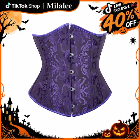Women's Lace Up Corset Boning Jacquard Woven Waist Corset Dress Halloween Gothic Party Outfit Womenswear Shapewear 9427-D1 Lingerie Bustier LIVE 7