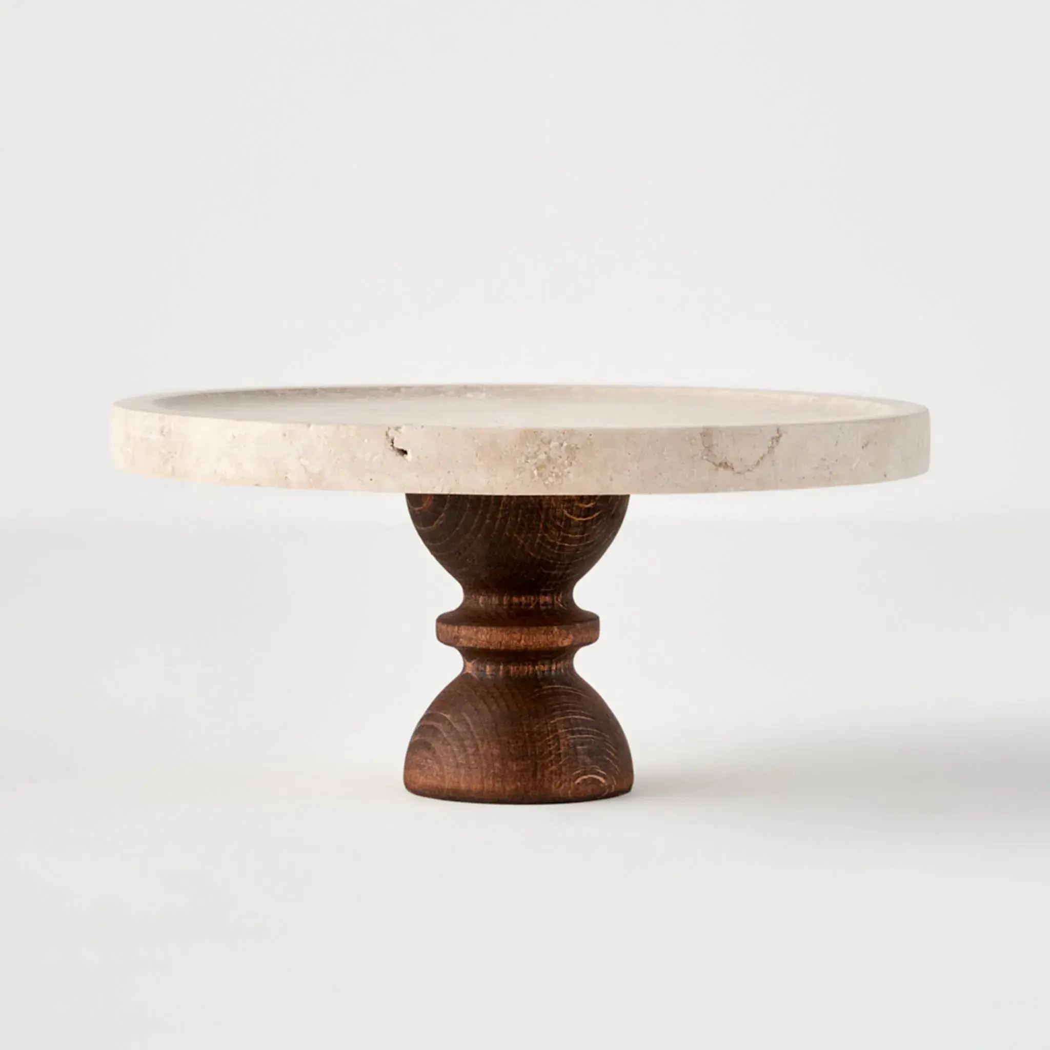 Ephesus Travertine Stone Pedestal Cake Stand - Stone Cake Decor Accessory, Easy to Clean, Hand Wash Recommended for Indoor Home, Housewarming, Party Supplies