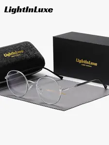 LightInLuxe 1 Piece Unisex Round Flat Lens Glasses, Anti-Blue Light Full Frame For every occasion All Seasons