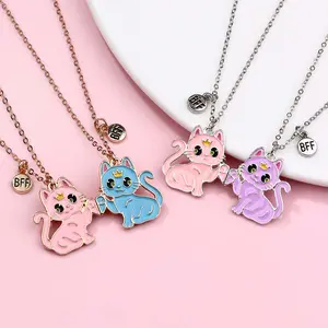 Magnetic necklace cat love magnetic pendant necklace couple friend necklace ladies daily wear gift