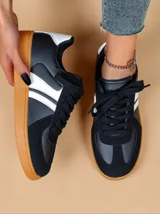 Women's Fashionable  Lace Up Low Top Sneakers, Casual Comfortable Breathable Sports Shoes, Female All-match Round Toe Shoes for Daily Wear