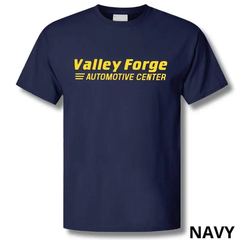 Women's Unisex Valley Forge Automotive Center Graphic T-Shirt - Distressed Ring-Spun Soft Cotton Blend, Custom Auto Service Tee, Car Enthusiast Apparel, Auto Repair Shop Father’s Day Gift