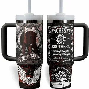 Winchester Bros 40oz Tumbler, Retro TV Show Tumbler For Fan, Supernatural Stainless Steel Tumbler, Funny TV Drinkware Tumbler