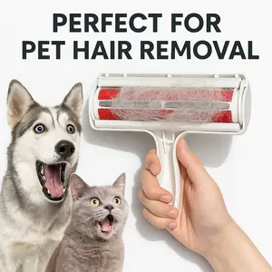 Pet Hair Remover and Reusable Lint Roller - Cat and Dog Hair Remover for Furniture Couch Carpet Clothing and Bedding Portable Multi Surface Fur Removal Tool Perfect for Pet Hair Removal Single Item