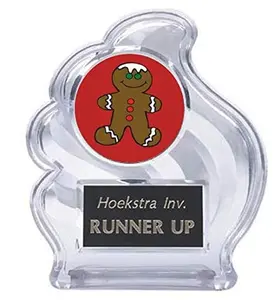 BuyAwardsandTrophies Gingerbread Sculpted Wave Trophy - Plastic Trophy with Base, Awards and Trophies for Fun Contests, Prizes for Adults and Kids White, 6"