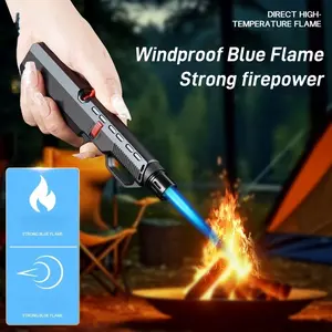 1800° Torch Flame Jet Lighter, Spray Gun Igniter, Outdoor Windproof Blue Flame, 360° Use, Flame Adjustment, Suitable for Kitchen, BBQ, Ignition, Survival Tool, Gift Box Packaging, Holiday Gift (No Butane Gas)