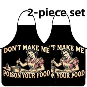 Funny Poison Your Food Print Polyester Apron Set, 2 Counts ﻿Mother's Day Gift Apron,Cool Summer Cooking Apron,Apron for Women,Nails Design Tool,﻿Gift for Daughter&Mother&Wife&Sister,Kitchen Essential