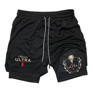 [Father's Day Gift] Michelob Ultra Golf Swing Shorts,Funny Golfer Drinking Beer Shorts 2-in-1 Gym Shorts Viral Summer Streetwear Fit