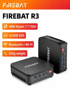 FIREBAT R3 Mini PC AMD Ryzen 7 7730U 16GB LPDDR4 RAM 512GB M.2 SSD Dual SSD Slot, Triple 4K Display Output HDMI2.0+DP1.4+USB-C, WiFi6 BT5.2 Gigabit Ethernet, Compact Small Desktop Computer for Office Business Home Student Use