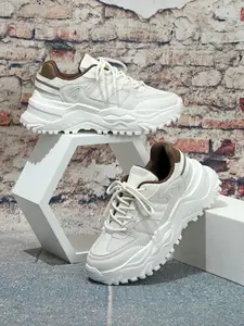 Men's Casual Trend Colorblock Lace-up Platform Sneakers, Fashion Mesh Breathable Sports Comfortable Running Shoes