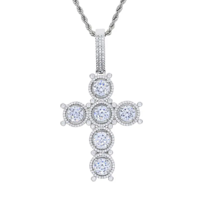 Round zircon platinum cross