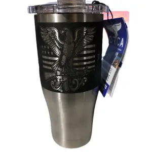 American Eagle 16 oz Stylish Water Bottle, Kitchenware Drinkware Tumbler with Eagle Design and American Flag Pattern, Bottles