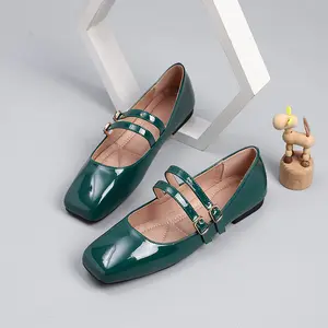 Women'S Square Toe Mary Flats 2026- Strap Soft Sole Shallow Mouth on Comfortable Bean Bean Loafers, Women Shoes