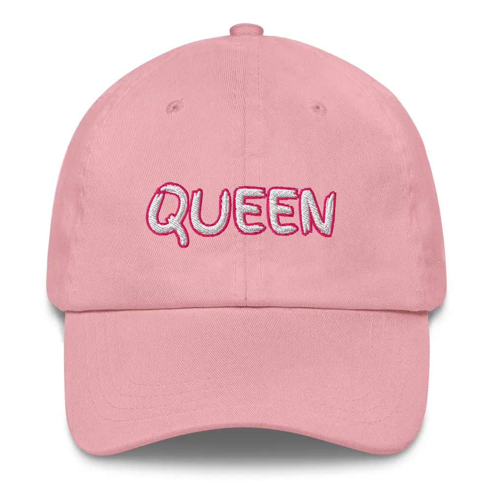 Women's Baseball Cap with Bold 'Queen' Embroidery, Casual and Durable Female Hat Featuring an Adjustable Strap and Matching Crown Detail