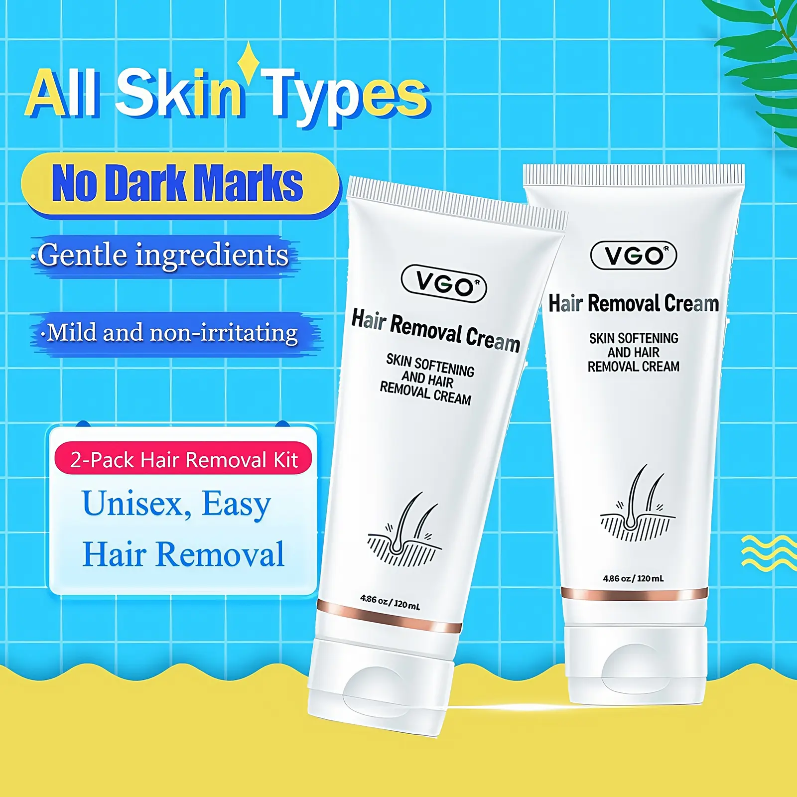 VGO Hair Removal Cream for Women &Men Painless Bikini Hair Removal Gel Hair Removal Lotion for Unwanted Hair, Unisex  Hair Removal,Painless Hair Removal Cream,Gentle Body Hair Removal Cream,Sensitive Skin Hair Removal Cream,Depilatory Cream Cosmetic