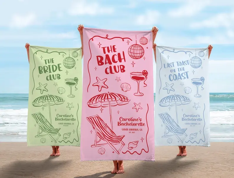 Bachelorette Towels, Bridesmaids Towel, Last Toast Beach Towel, Bach Club Towel, Girls Trip Towel