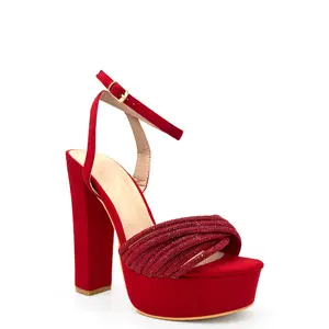 Skylynn- Women Platform High Heels with Embellished Front Straps