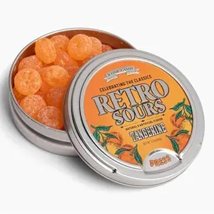 Retro Sour Tins - Hard Tangy Candy - Tangerine Flavored, 1 Tin tiktok candy