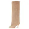 AMNINUGAL Women's Knee High Boots Square Toe Kitten Heel Stiletto Heeled Boots For Woman Wide Calf Long Boots Heeled Slouchy Formal Shoes Winter Boots, Footwear, Heels