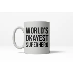Worlds Okayest Superhero Funny Comic Nerdy Ceramic Coffee Drinking Mug 11oz Cup Funny Coffee Mugs Ceramic Printed Drinkware Cup