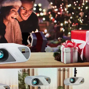 Projector Full HD 1080P Video Projector with Tripod, Portable Mini Outdoor Movie Projector for iPhone, Home Theater Projector.