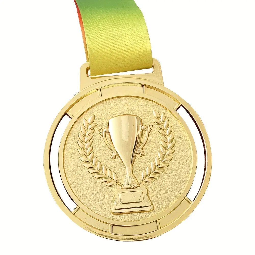 Premium Torch Medal - Zinc Alloy Sport Competition Prize with Ribbon Strap - Perfect Souvenir for Winners and Athletes