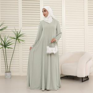CEY Crinkle Maxi Abaya NCA007 - Breathable Summer Modest Dress with Pearl Button Cuffs & Concealed Back Zipper for Daily Wear Modesty Muslim Clothing Casual