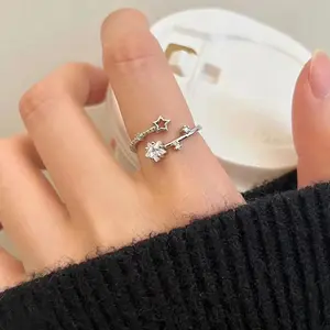 Fashion Star Adjustable Open Ring,Simple Trendy Women's Daily Commute Versatile Ring, Stylish Jewelry Accessory,Adjustable Rings