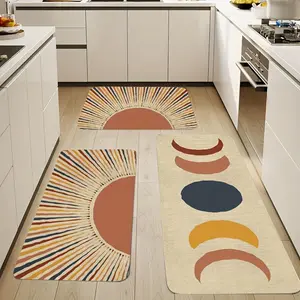 3 Set Of Retro Bohemian Kitchen Area Mat Sets, Very Good Home Decoration Mat, Flannel Material Dry Anti-slip Soft Comfortable Easy to Clean, Suitable for Doormat Bathroom Bedroom Living Room Porch Laundry Room Mat Mat