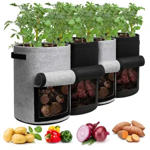 Potato Grow Bags with Flap 10 Gallon, 4 Pack Planter Pot
