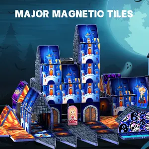 Major magnetic tiles - 48 Pcs STEM Montessori Set | 6-Sided Grip, Crush & Shatter Resistant, Light-Through | Pattern Matching & Cause-Effect | BPA-Free Rounded Corners, Non-Slip | Portable Bag - Birthday Gift for Ages 3-6