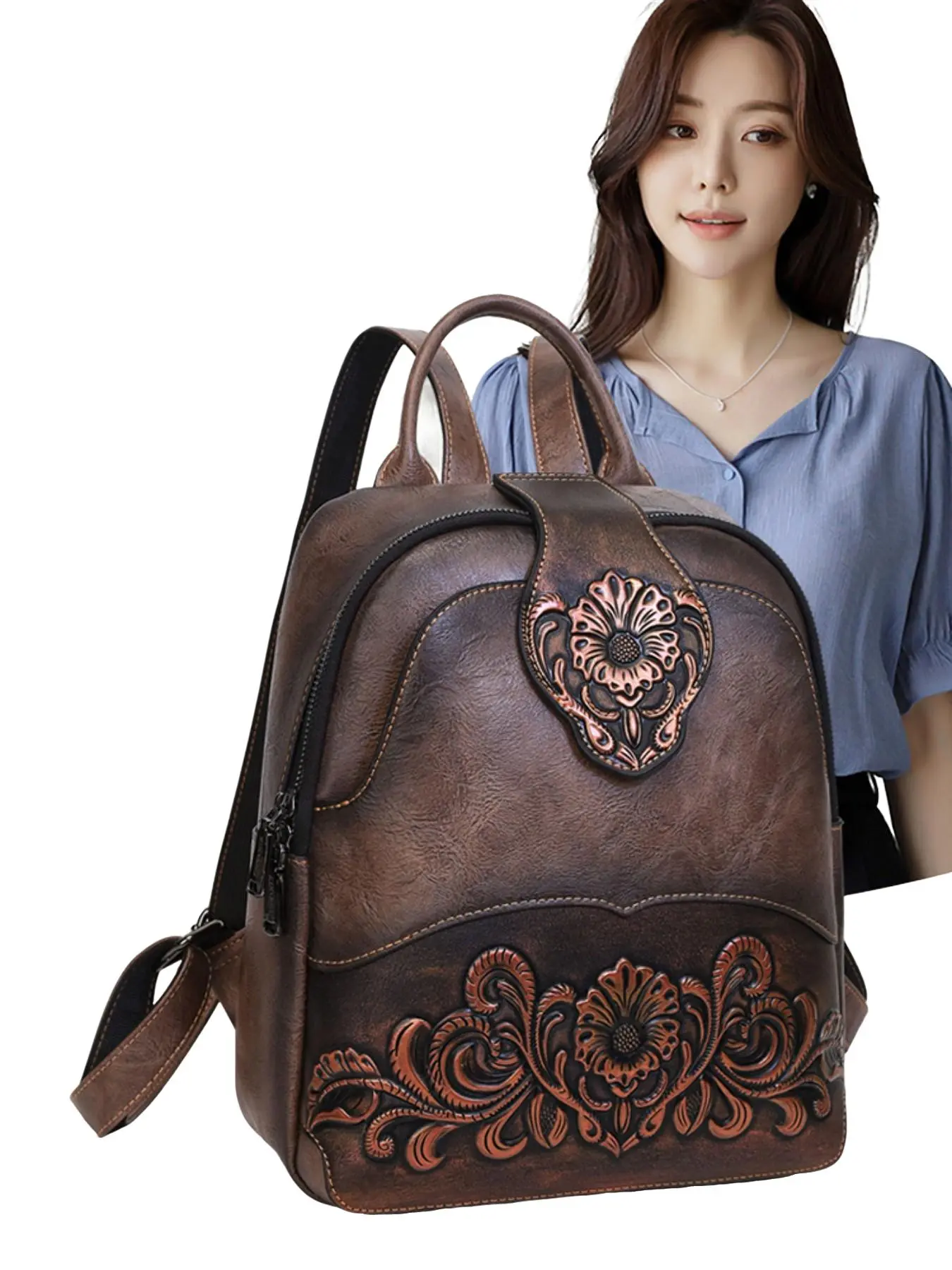 Women's Vintage Large Capacity Backpack, Elegant Lace Print Multifunctional Book Bag, Adjustable Straps, Mauve//, Ideal for Travel, Classic Backpack