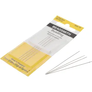 English Beading Needles, Size 10, 4 Needles per Card, Made in England, Use for Loom Weaving Beadwork, Off-Loom Stitching and Jewelry Making with Seed Beads