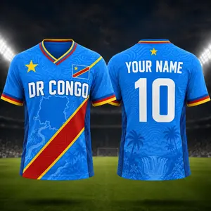 DR Congo Inspired Custom Soccer Jersey Personalized Name Number Fan Shirt Size S-5XL