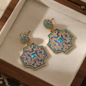 Elegant Vintage-Inspired Gold-Plated Dangle Earrings with Sparkling Rhinestones - Perfect for Daily Wear & Parties small earring dangle  earrings