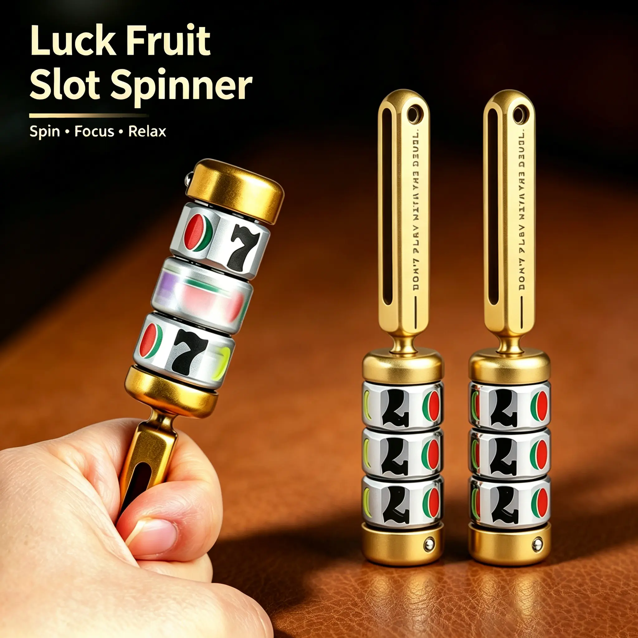 Metal Lucky Slot Machine Fidget Spinner with Handle, Premium EDC Fidget Toy for Adults, Silent Rotating Stress & Anxiety Relief Gadget, Ideal Men's Gift, Fidget Toys