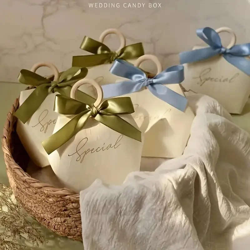 Wedding Candy Boxes Set of 10, Valentine's Day Gift Packaging, Beautiful Gift Box, Exquisite Gift Box, Individual Packaging, Premium Packaging, Elegant Packaging, Jewelry Box with Bow Decorations, Perfect for Weddings Mother's Day Birthdays, Gift Boxed