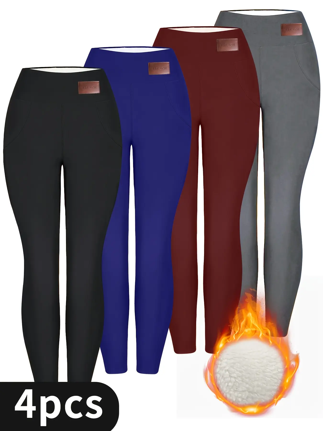 2-4pcs Women’s High Waist Fleece Lined Yoga Leggings, Warm Thermal Thick Inner Layer, Tummy Control, Butt Lifting, Squat Proof, Non See Through, No Rolling Waistband, High Elasticity, Winter Fitness Sports And Daily Wear Long Pants