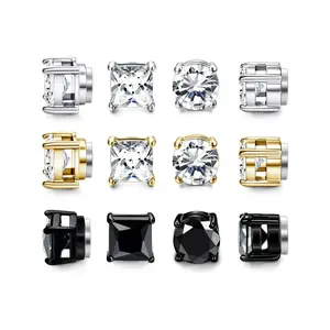 Male and female magnetic earrings, stainless steel neutral magnetic earrings, hypoallergenic non piercing clip, silver