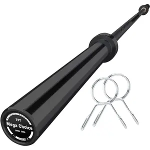 7 Ft Barbell for Weightlifting & Powerlifting, 1500LBS Capacity Straight Bar, Ideal for Squats, Deadlifts, Bench Presses, Rows & Curls, Compatible with 2" Standard Weights, Black